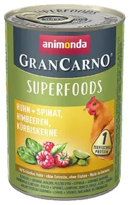 GRANCARNO Superfoods Huhn, Spinat, Himbeeren, Kürbiskerne 400 g für Hunde
